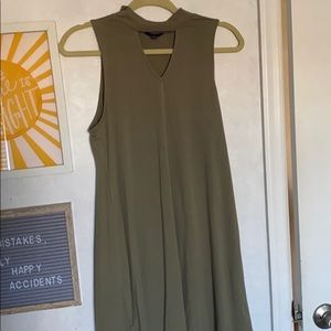 Olive high neck shift dress